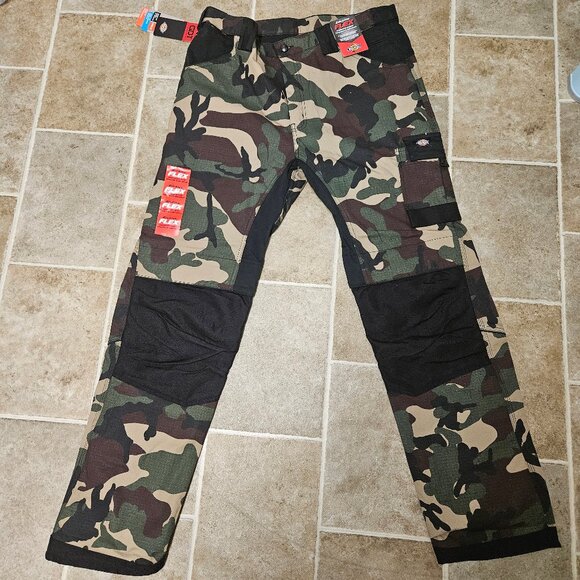 Dickies GDT Premium Flex Work Pants Mens 38x34 Camo Ripstop Cargo Double Knee - Picture 1 of 14